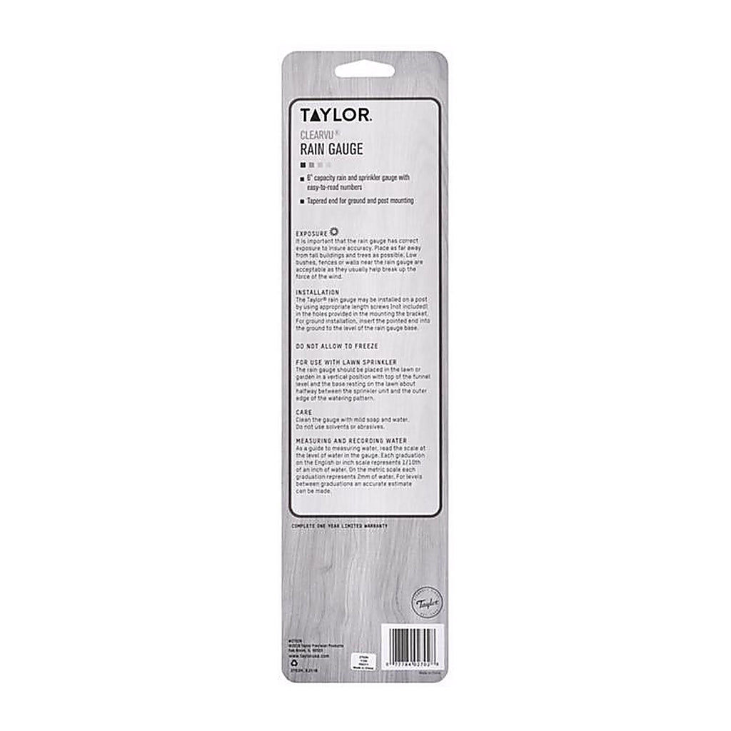 Taylor 2702N Rain Gauge Ground 6 in. W x 12.5 in. L