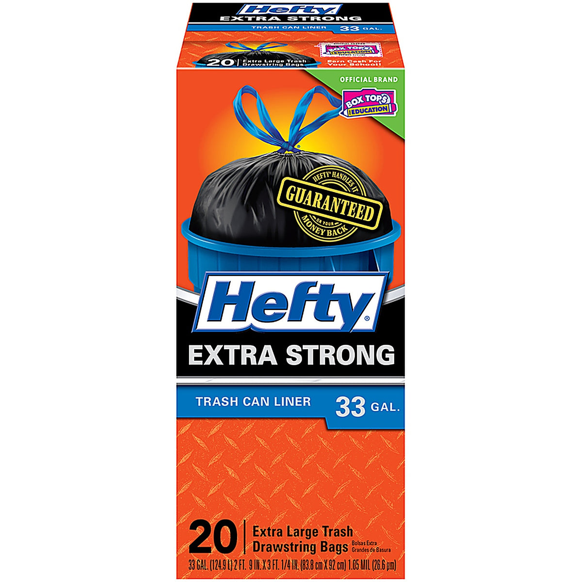 Hefty E8-6725 Extra Strong 33 gal. Trash Bags Drawstring 20/Pack