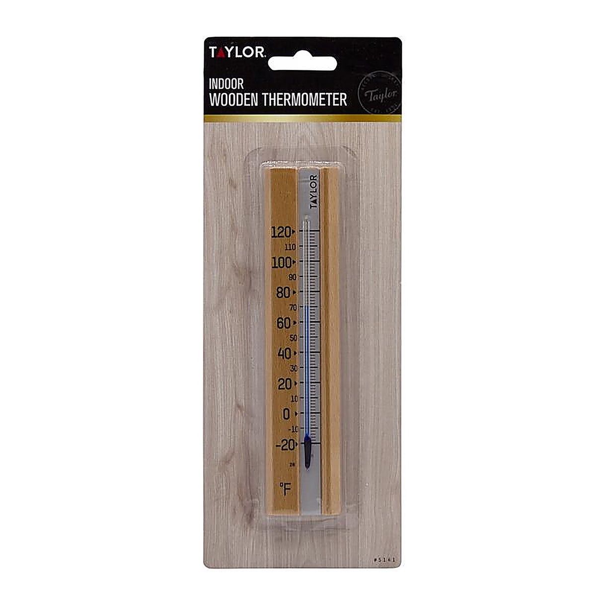 Taylor 5141 Tube Thermometer Wood Brown