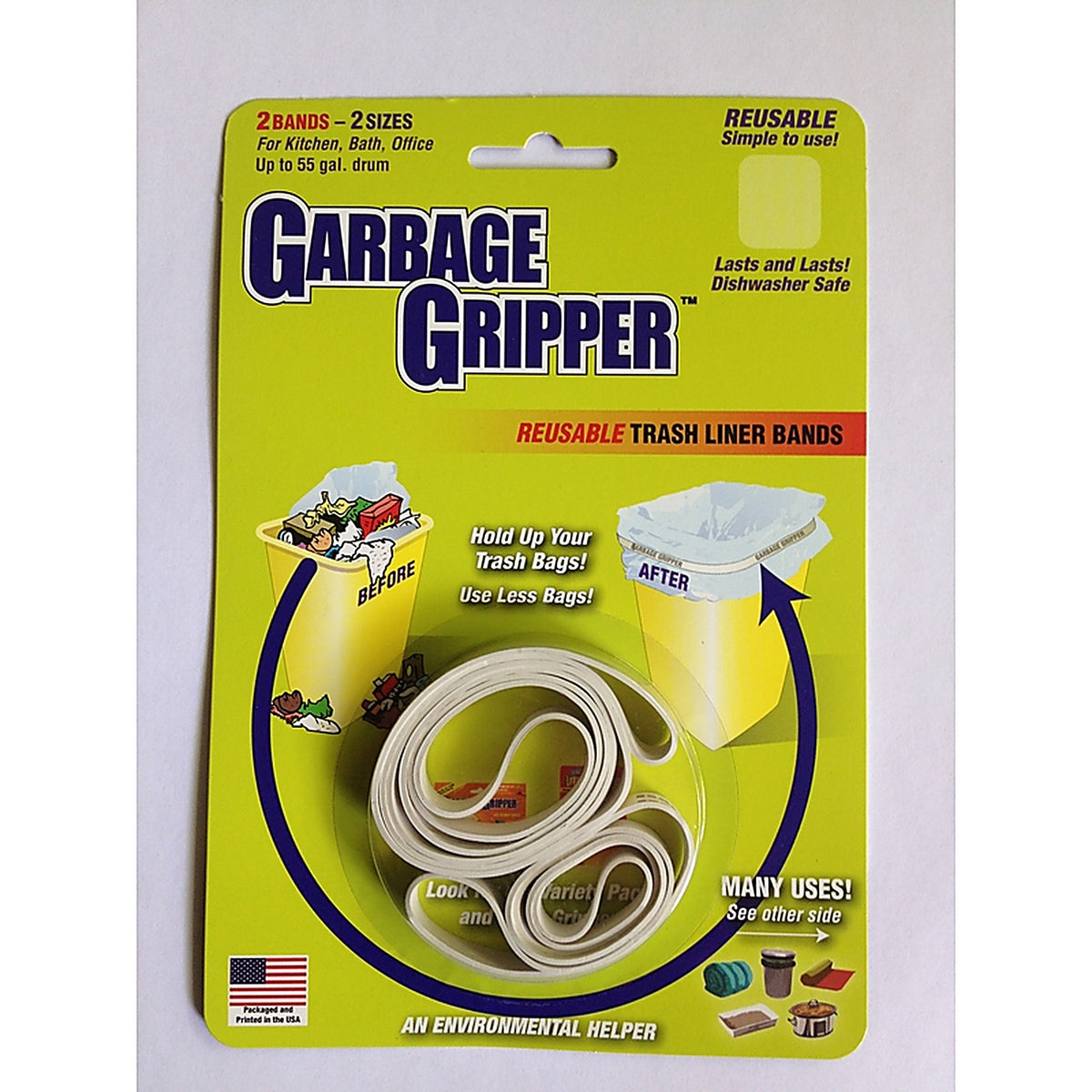 Garbage Gripper - 530 - No Scent Trash Liner Bands Flat Top 2 Pack