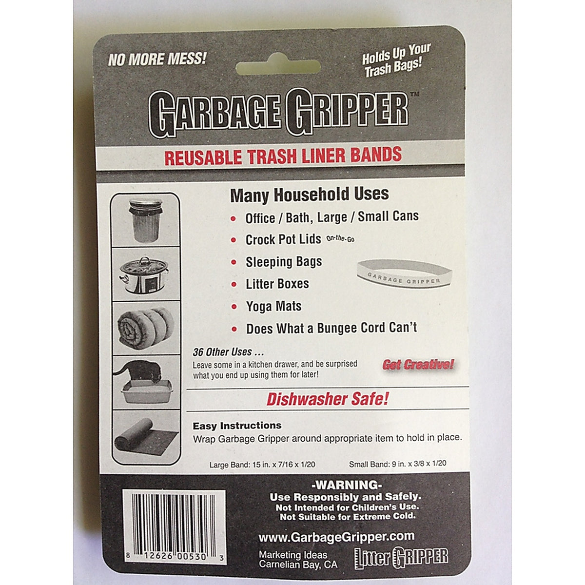Garbage Gripper - 530 - No Scent Trash Liner Bands Flat Top 2 Pack