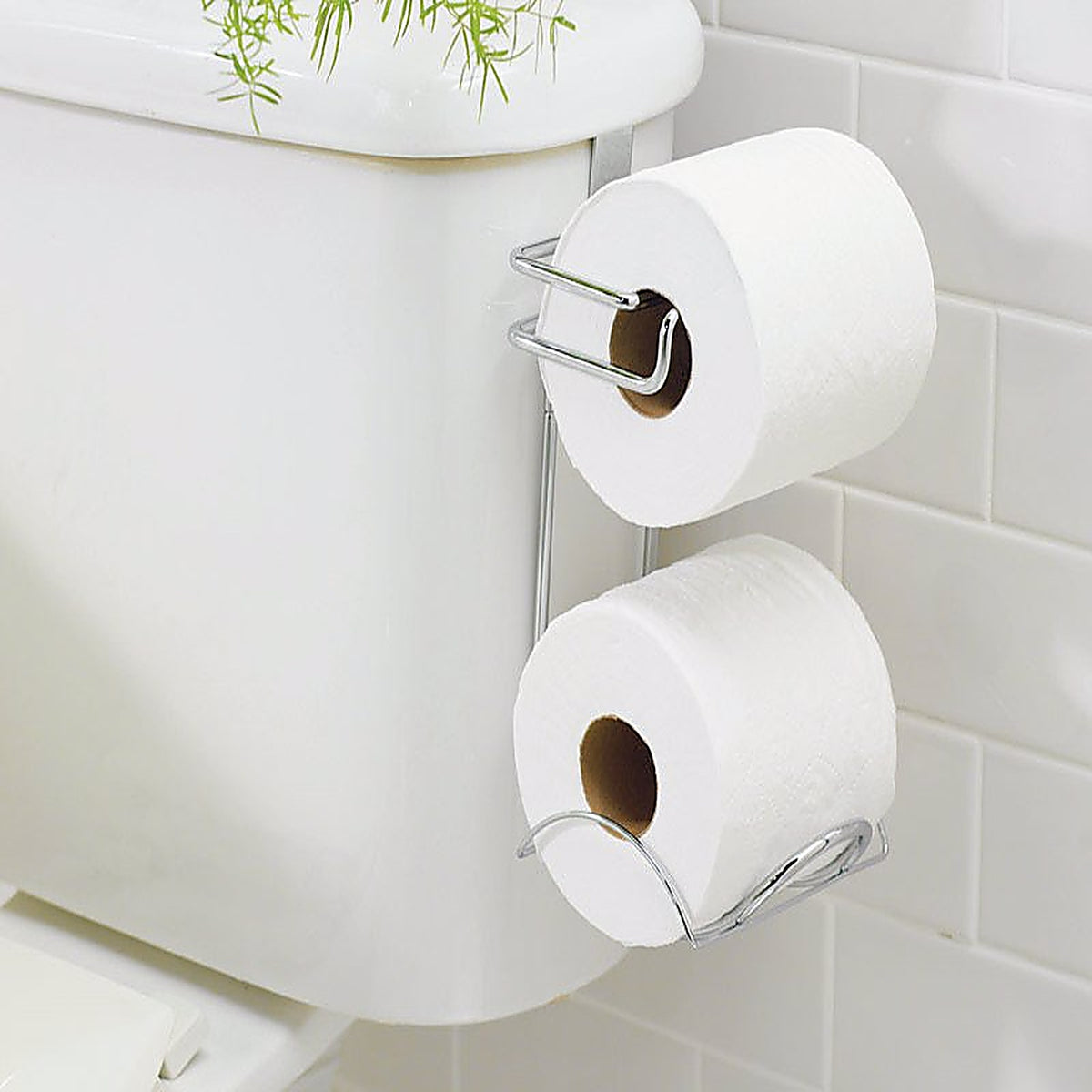 InterDesign 69030 Chrome Silver Over the Tank Toilet Paper Holder