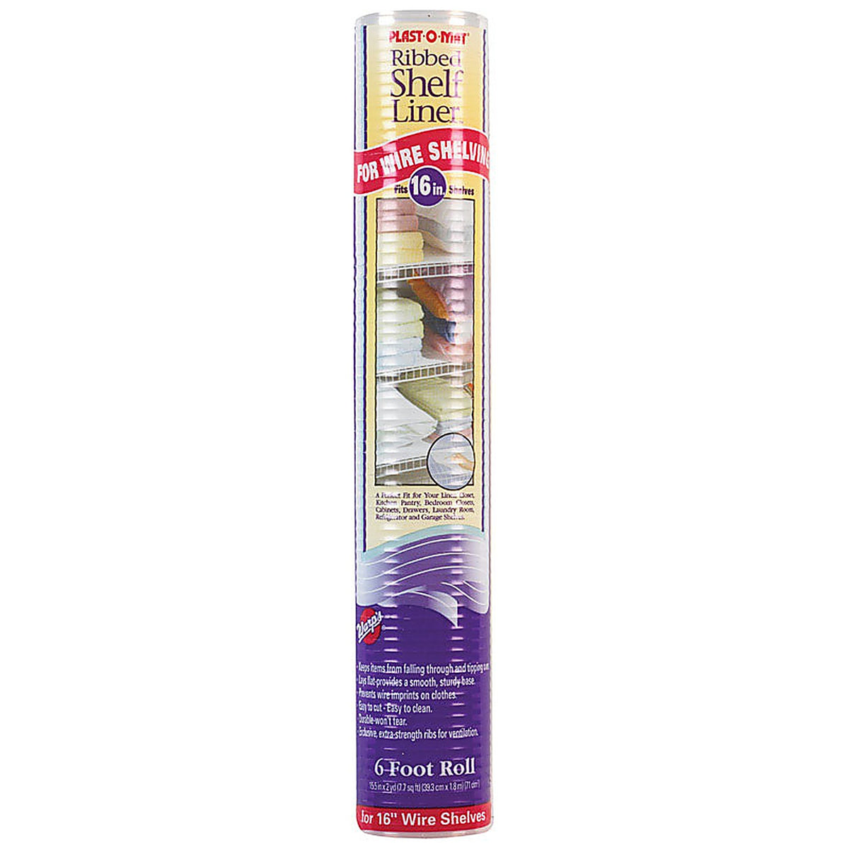 Warps WSPM-606-C Plast-O-Mat 6 ft. L x 15-1/2in. W Clear Non Adhesive Ribbed Shelf Liner