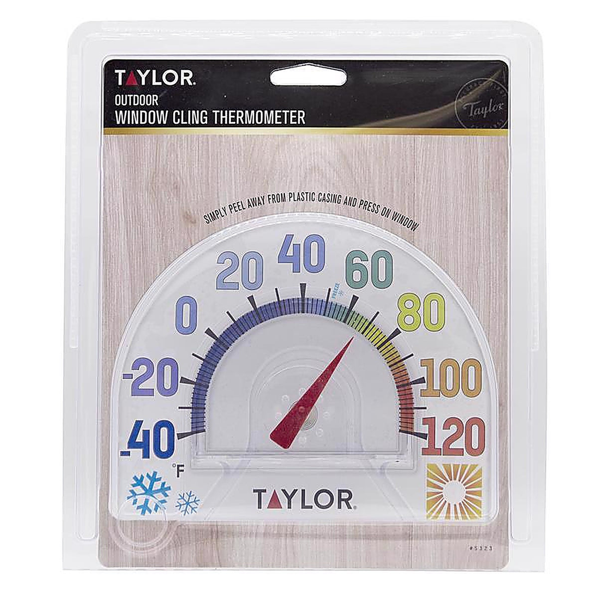 Taylor 5323 Window Cling Dial Thermometer Plastic Clear