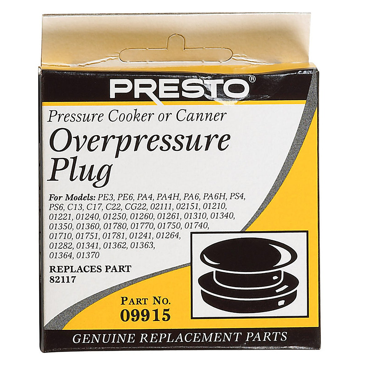 Presto 09915 Rubber Pressure Cooker/Canner Over Pressure Plug
