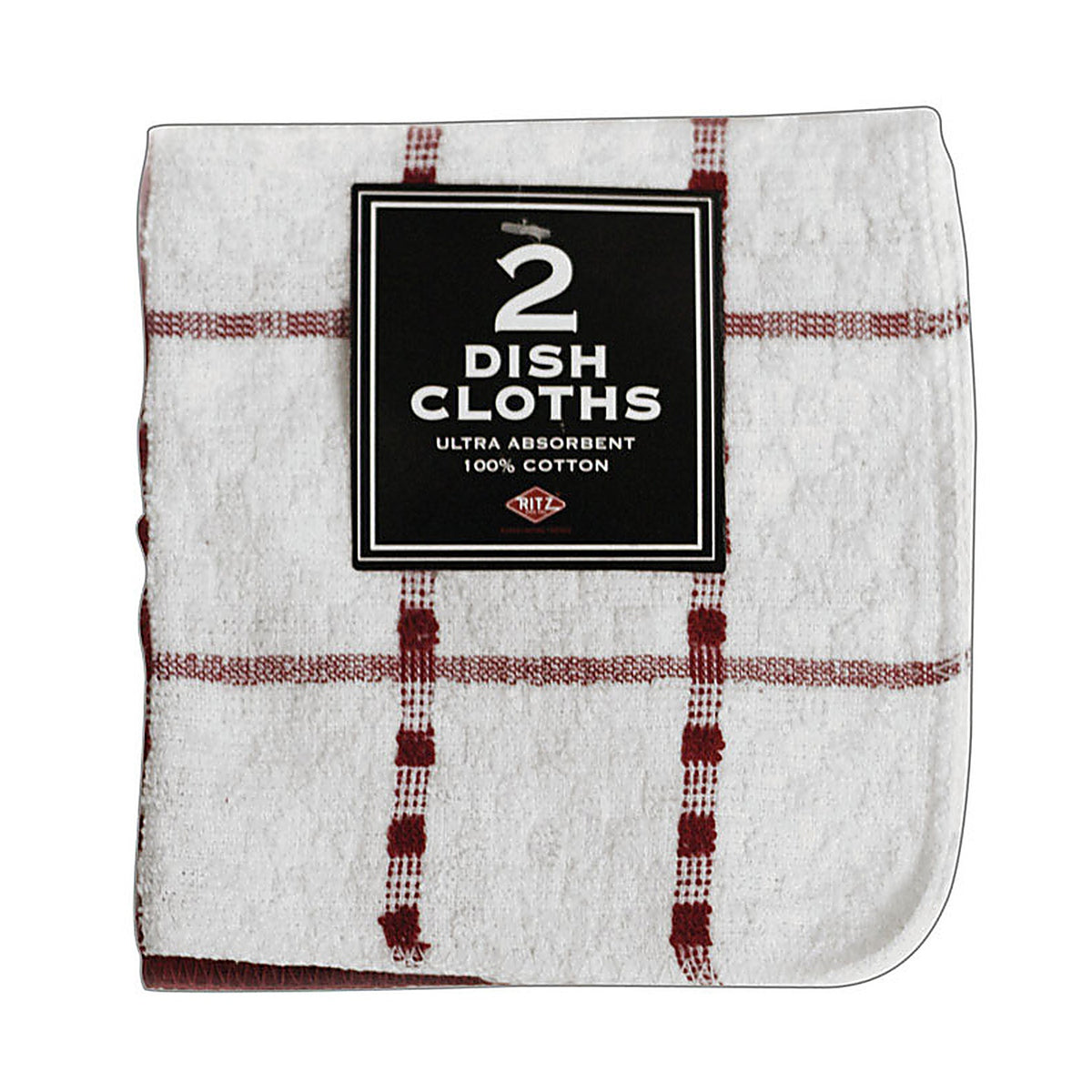 Ritz - 27583 - Paprika Cotton Check/Solid Dish Cloth 2 Pack
