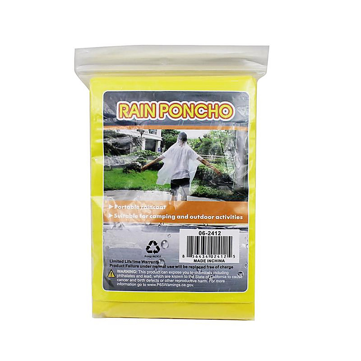 Iit - 06-2412 - Yellow Polyethylene Rain Poncho One Size Fits All