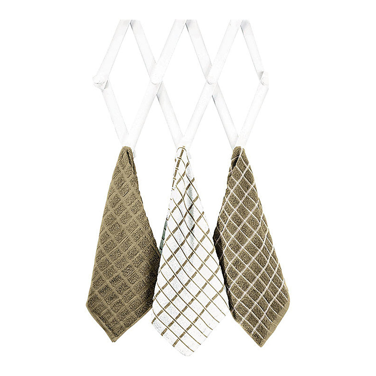 Ritz 82461 Mocha Cotton Check Kitchen Towel 3/Pack