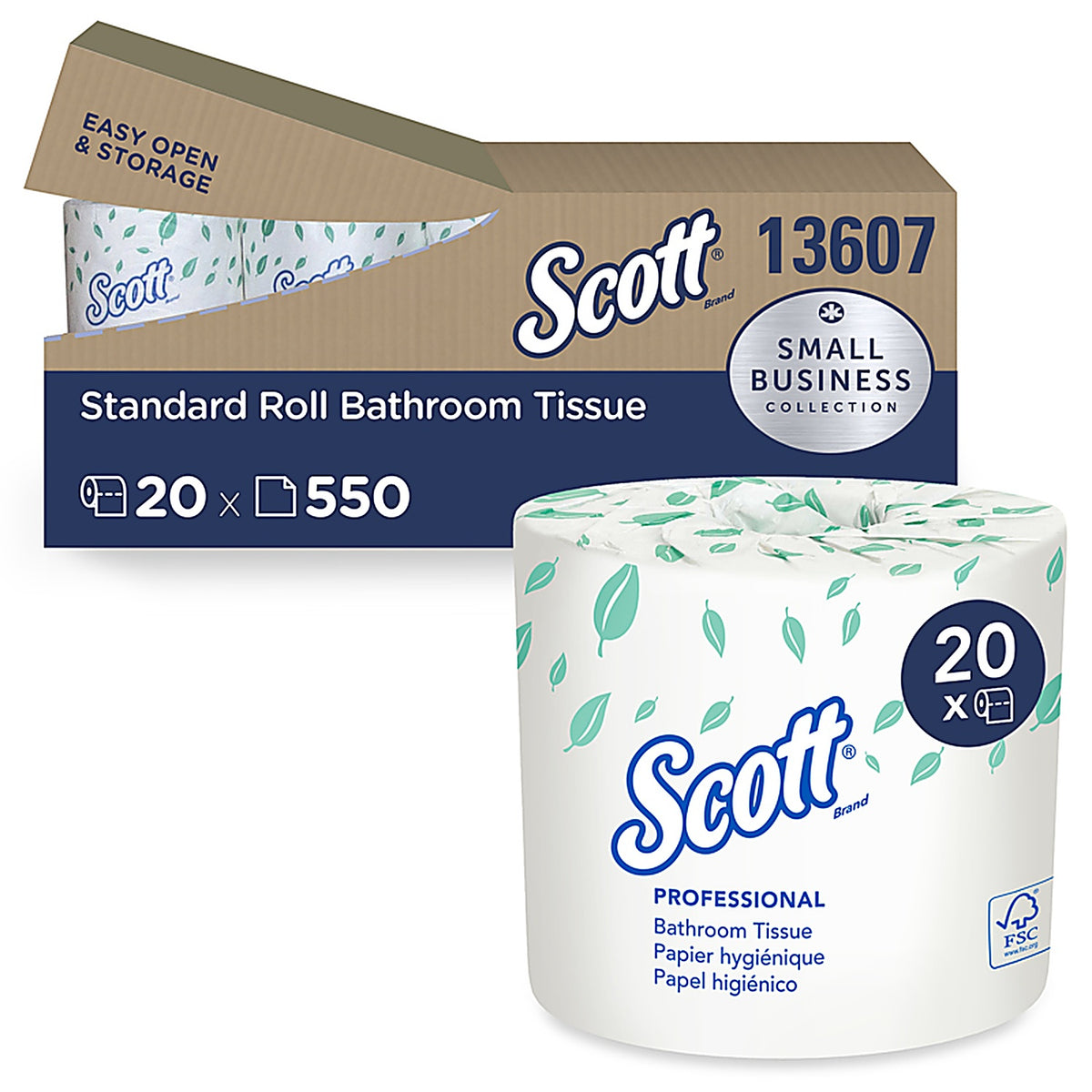 Scott 13607 Toilet Paper 20 Rolls 550 sheet 550 ft.