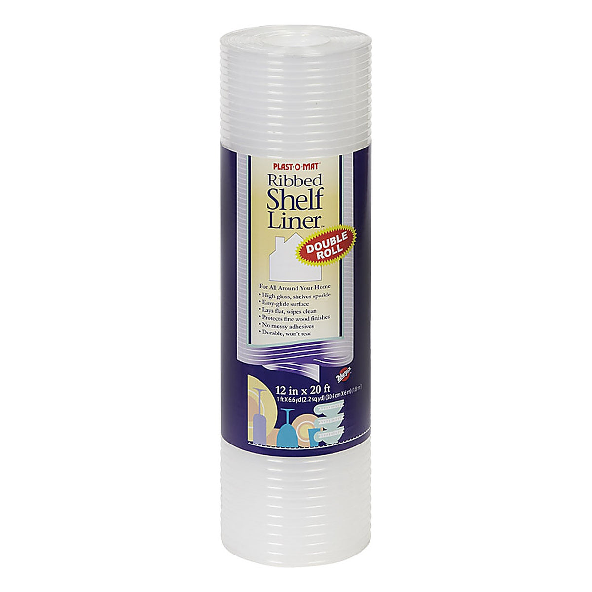 Warps PM120-C Plast-O-Mat 20 ft. L x 12in. W Clear Non Adhesive Ribbed Shelf Liner