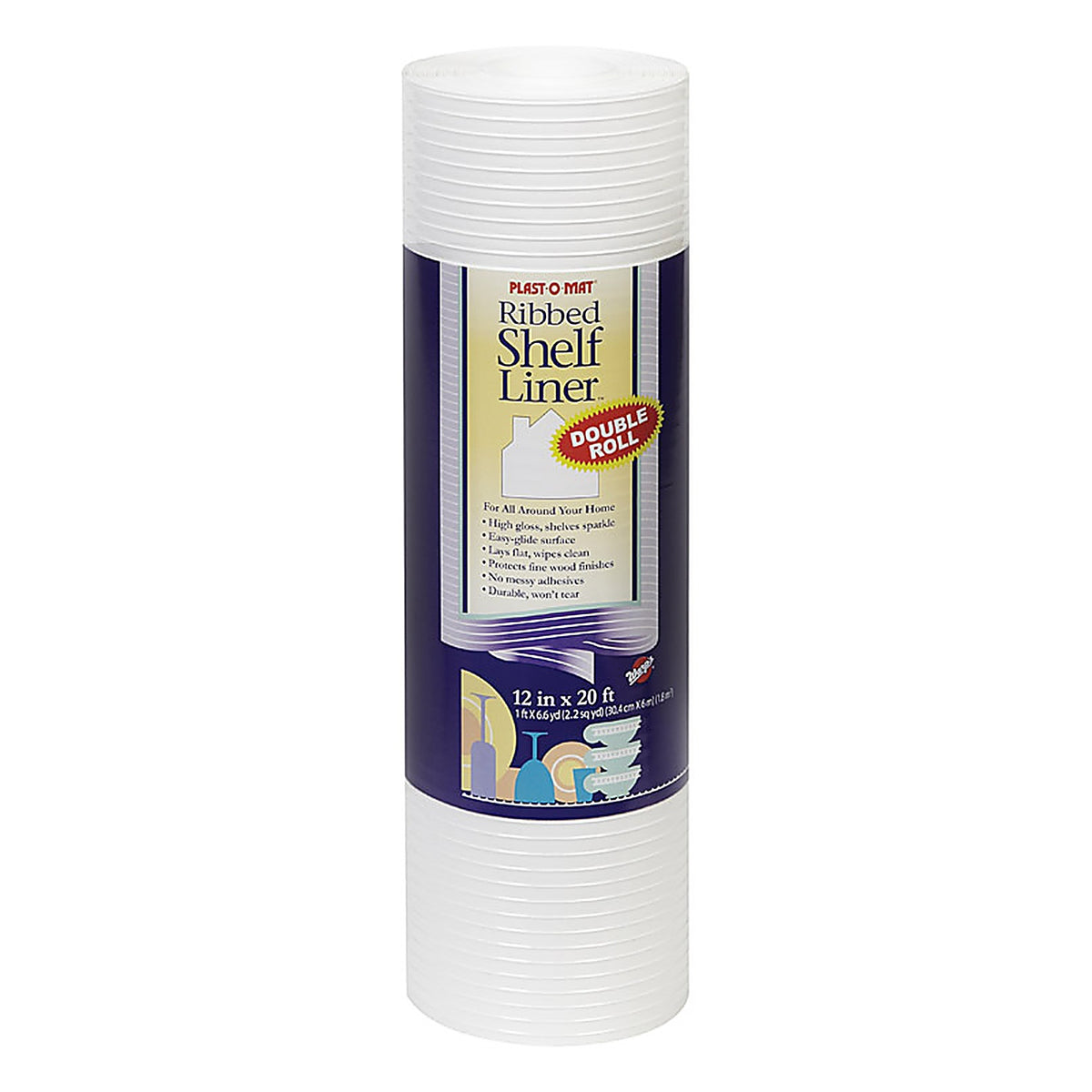 Warps PM120-W Plast-O-Mat 20 ft. L x 12in. W White Non Adhesive Ribbed Shelf Liner