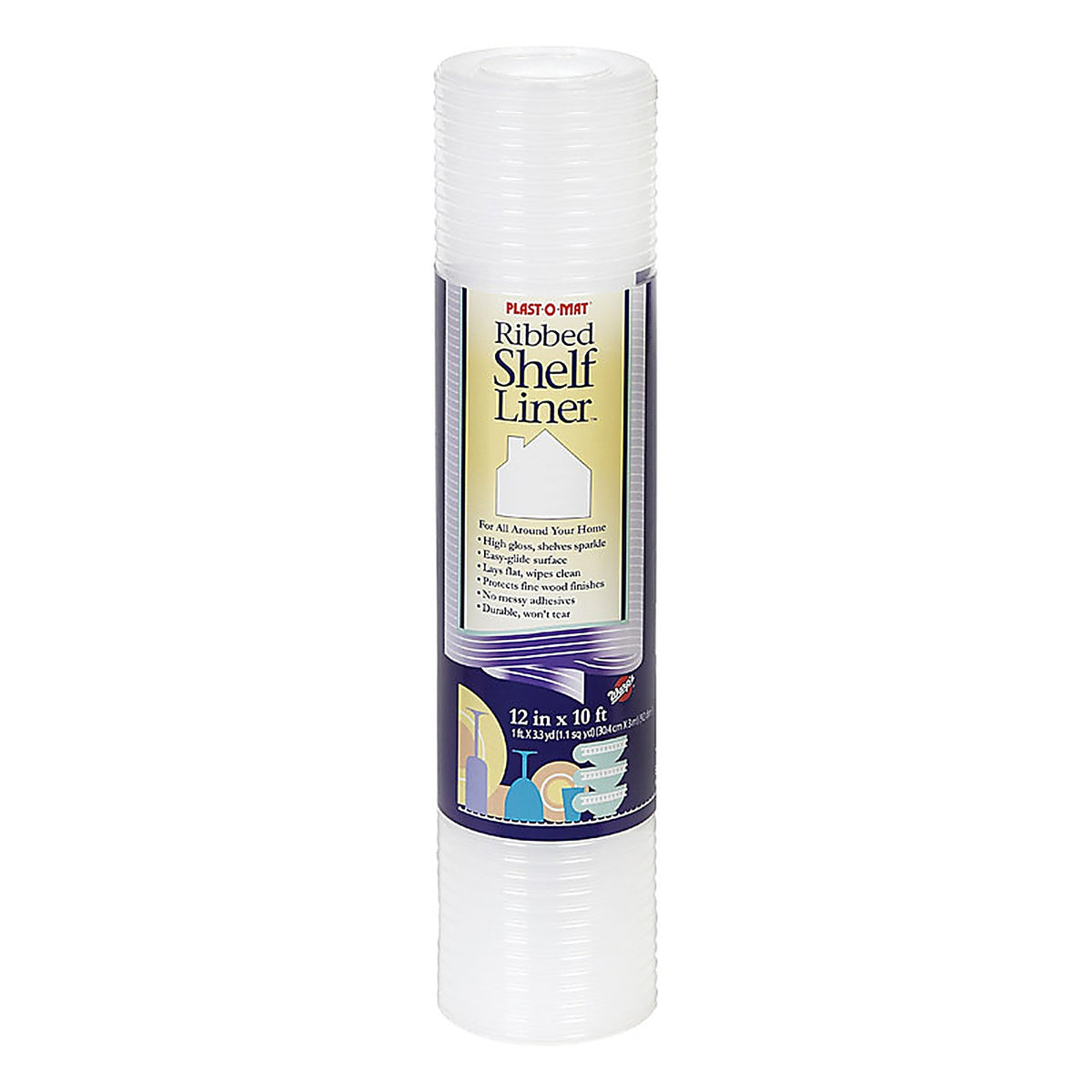 Warps SPM110C Plast-O-Mat 10 ft. L x 12in. W Clear Non Adhesive Ribbed Shelf Liner