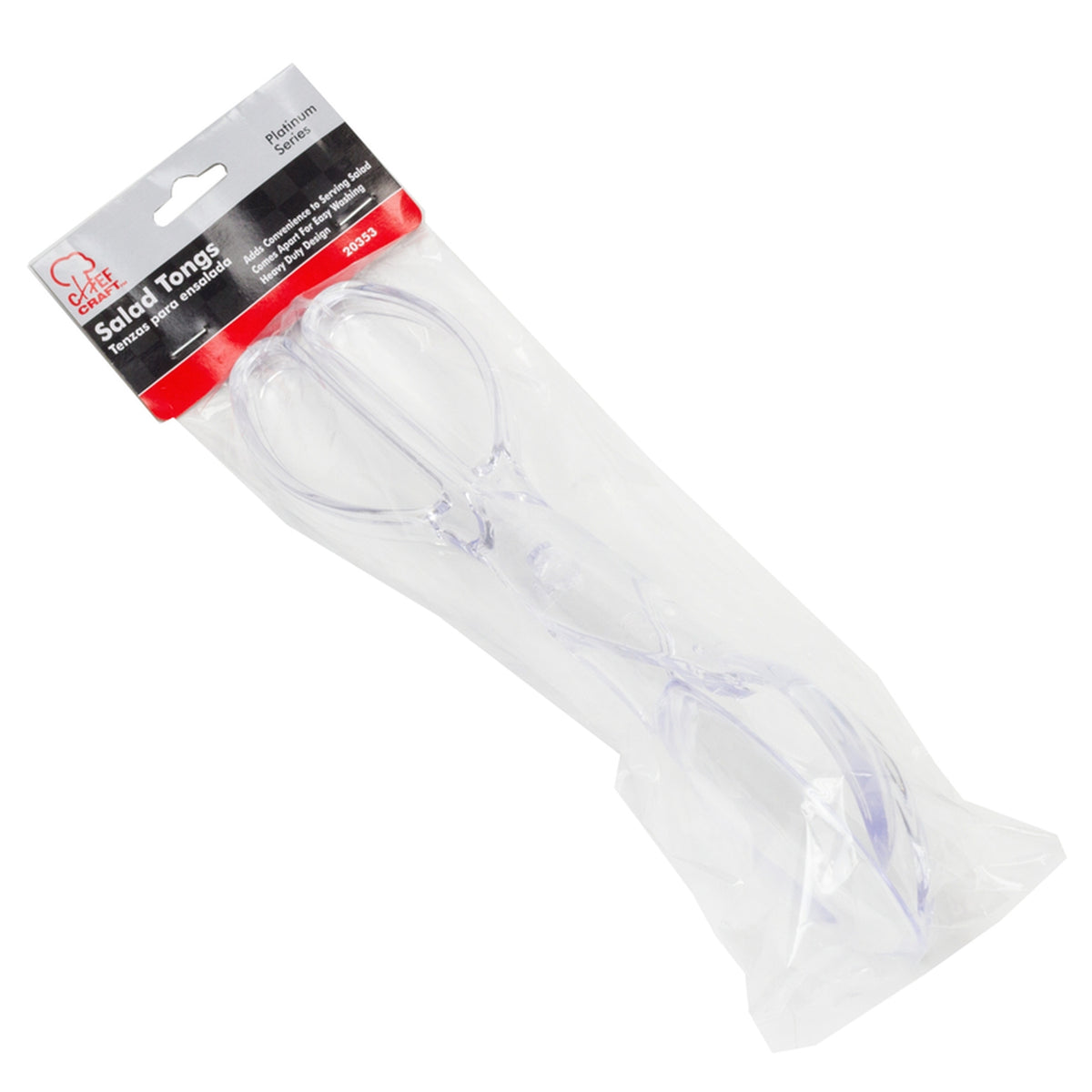 Chef Craft 20353 3-1/2 in. W x 11-1/4 in. L Clear Plastic Tongs