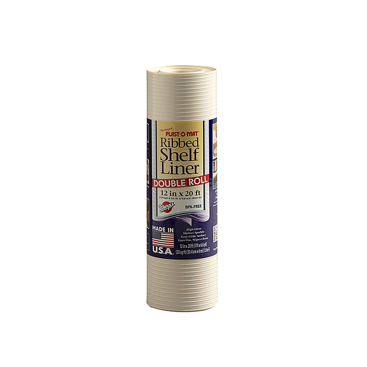 Warps PM120-Q Plast-O-Mat 20 ft. L x 12in. W Bisque Non Adhesive Ribbed Shelf Liner