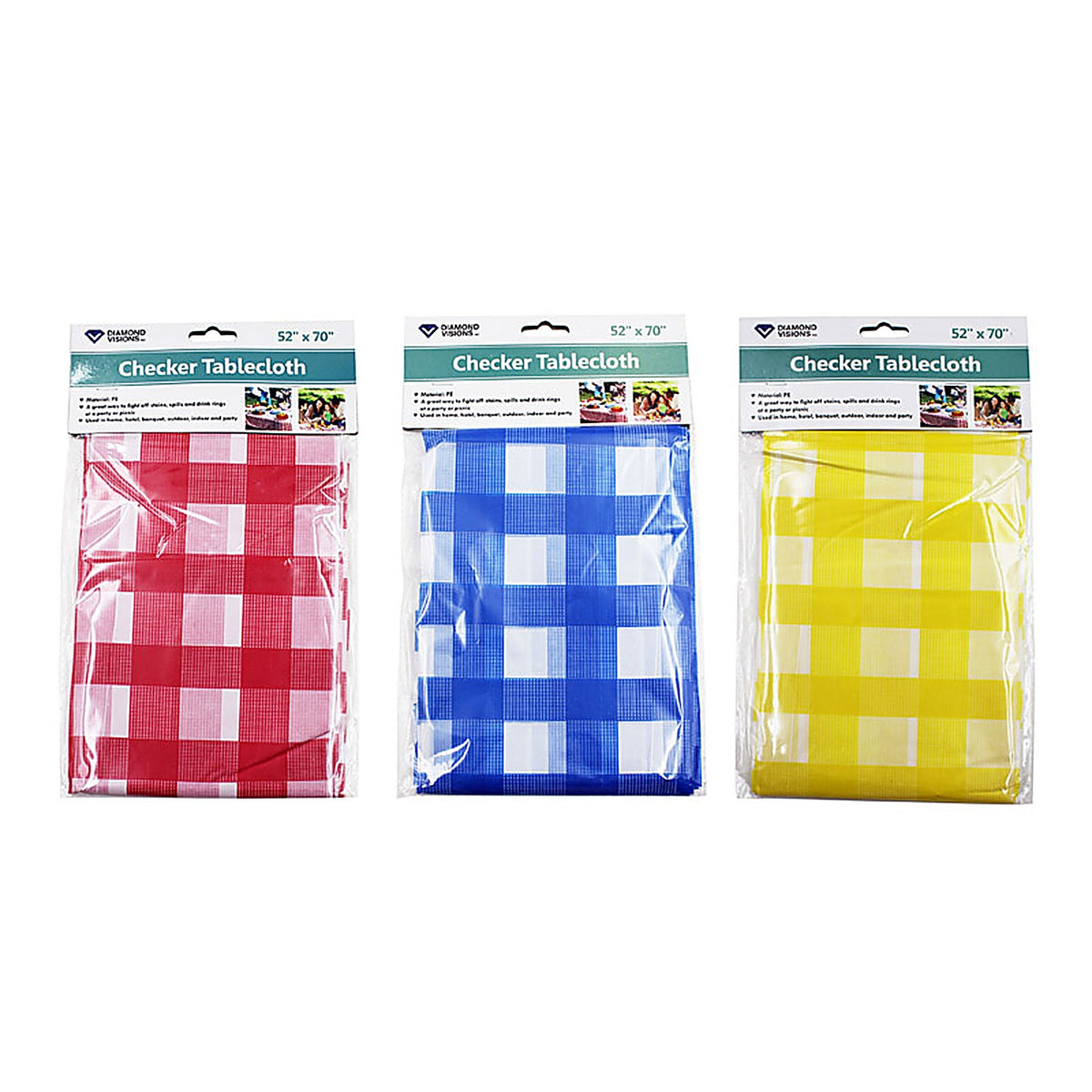 Diamond Visions 06-2413 Vinyl Disposable Tablecloth 72 in. 52 in.