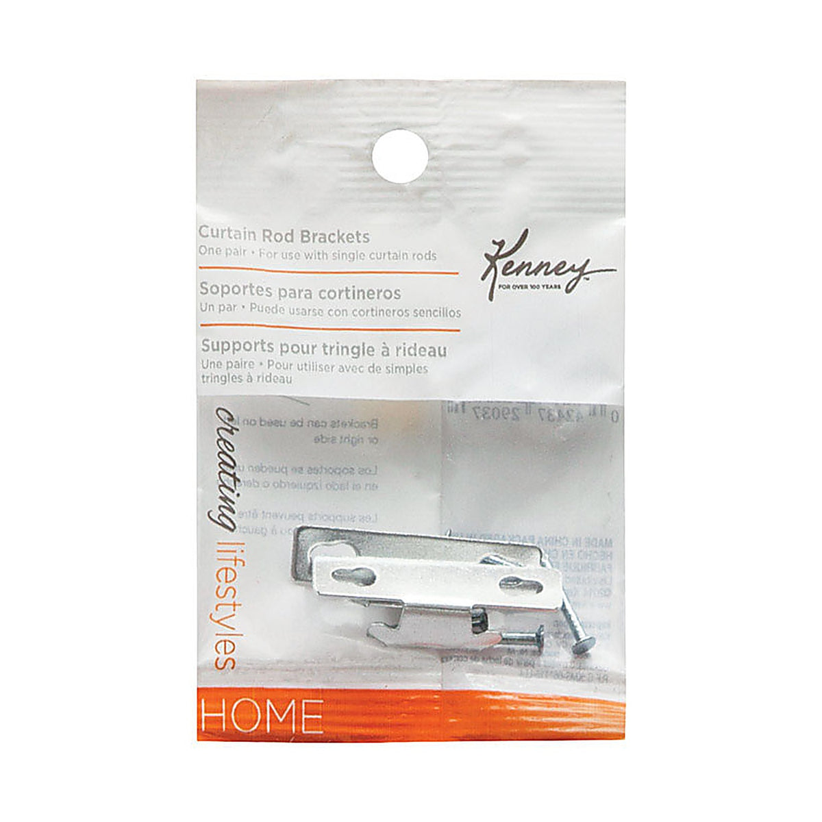 Kenney KN851 Chrome Silver Curtain Rod Bracket