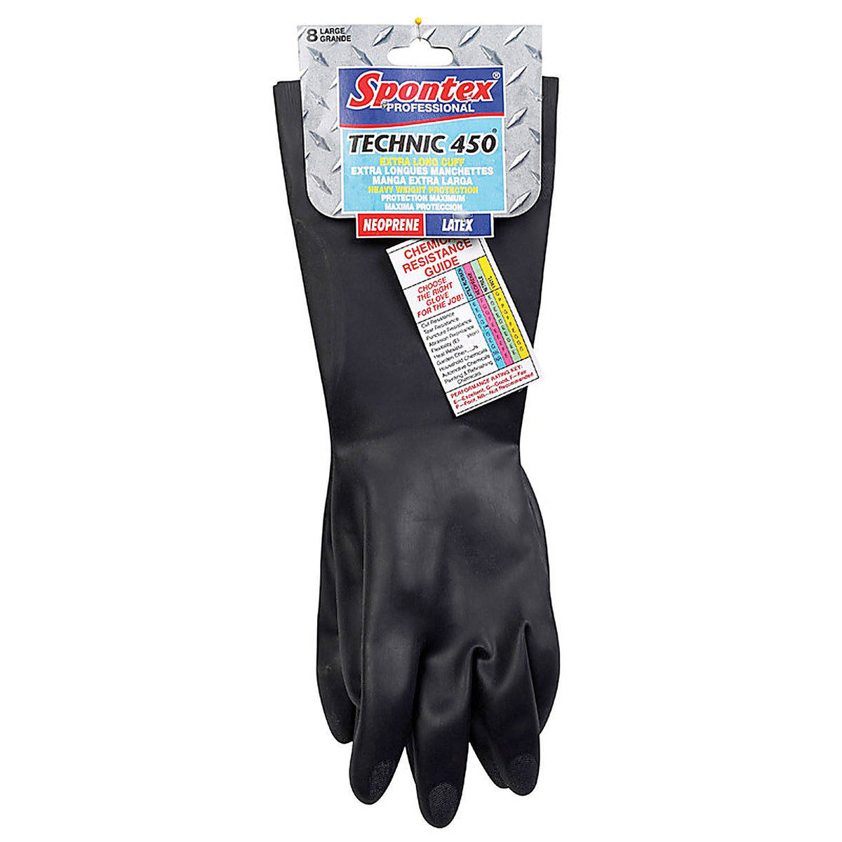 Spontex 33555 Technic 450 Latex/Neoprene Gloves L Black 1 pk