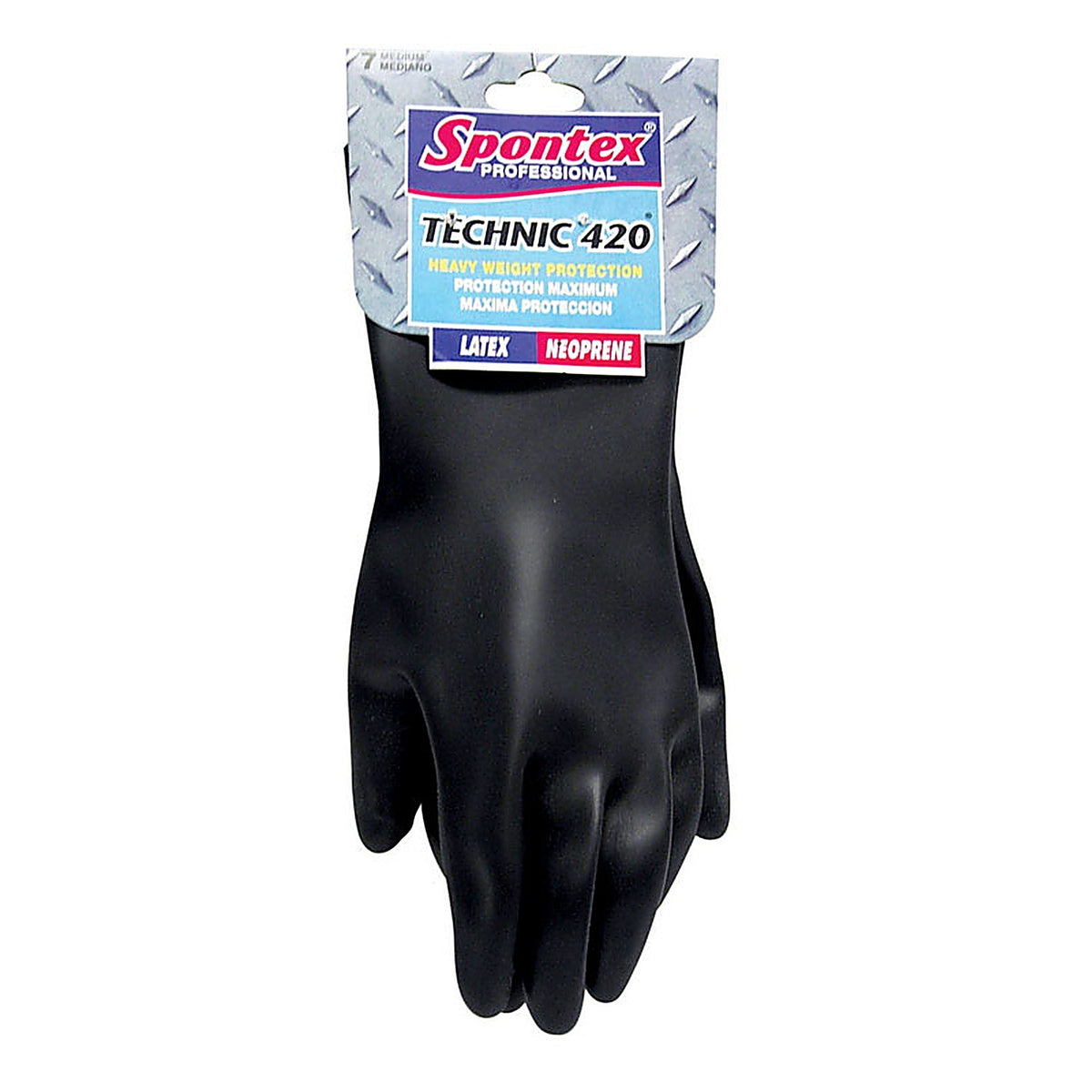 Spontex 33545 Technic 420 Latex/Neoprene Gloves M Black 1 pk