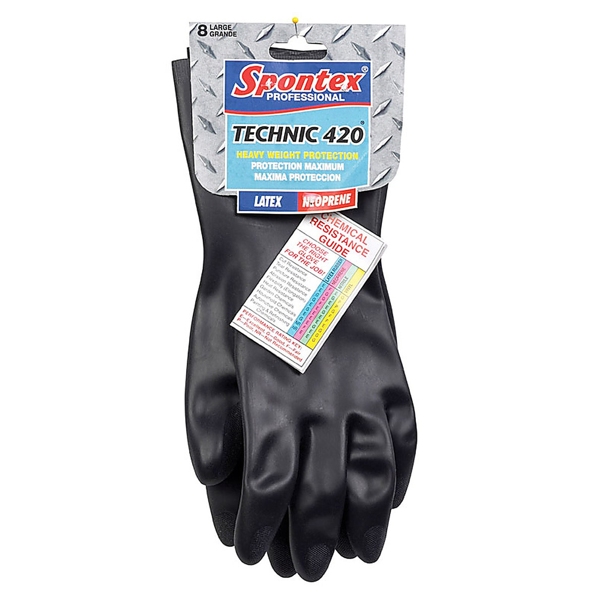 Spontex 33546 Technic 420 Latex/Neoprene Gloves L Black 1 pk