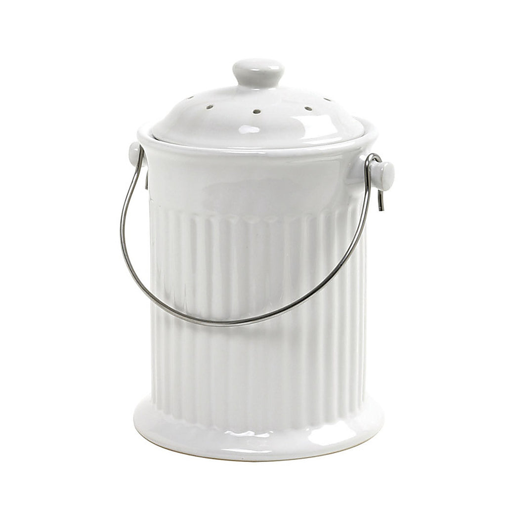Norpro 93 8 in. W x 10-1/2 in. L White Ceramic Compost Keeper