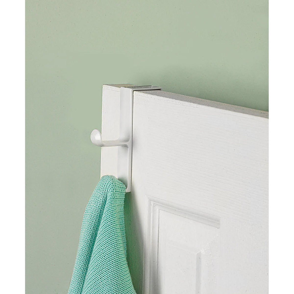 InterDesign 16101 5-1/2 in. L White Plastic Medium Over-the-Door Double Hook 1/Pack