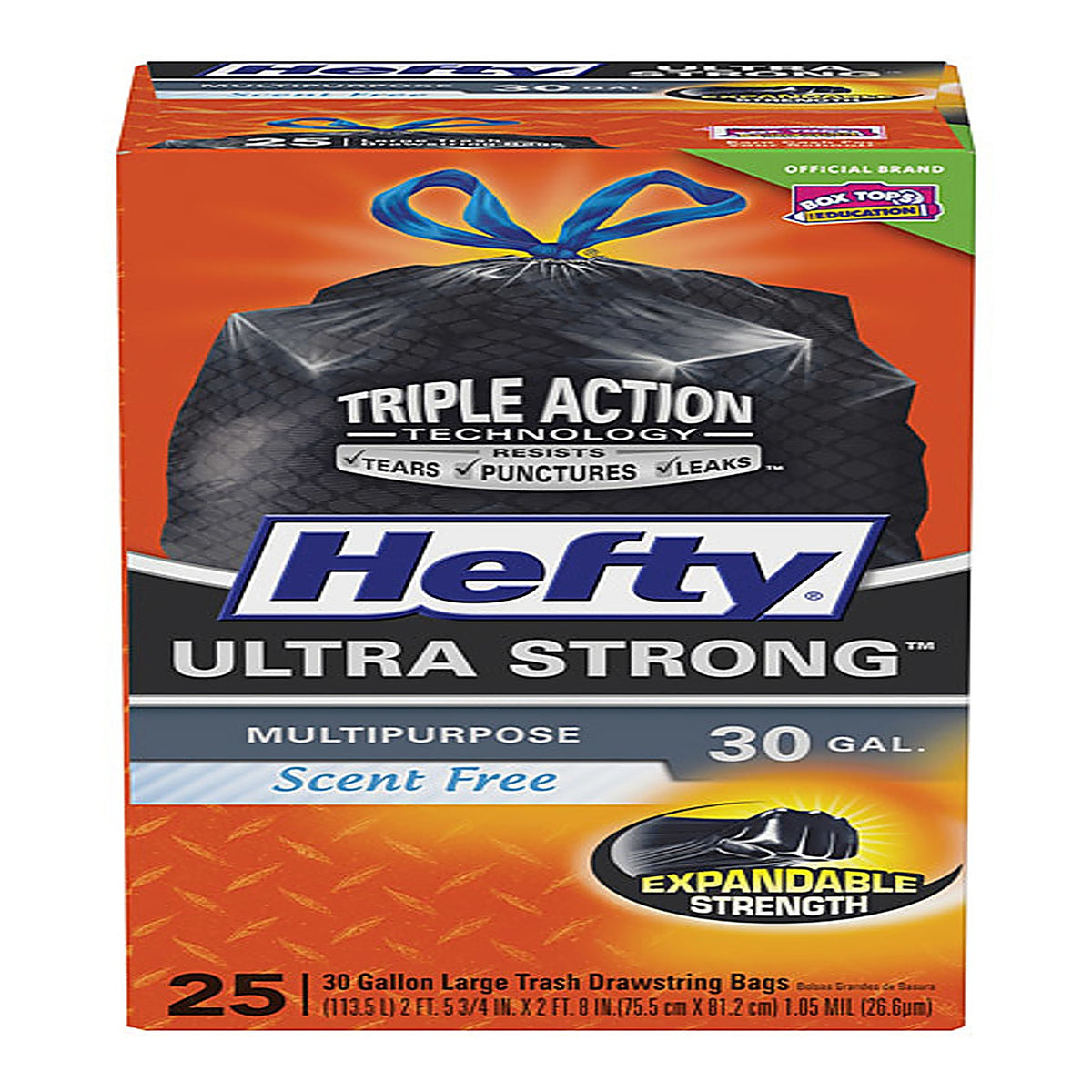Hefty E80627 Ultra Strong 30 gal. Trash Bags Drawstring 25/Pack