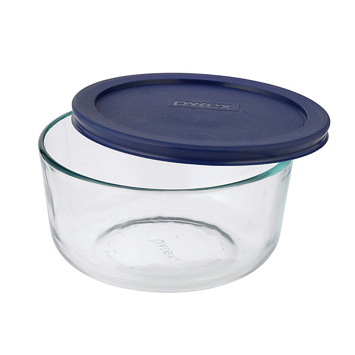 Pyrex 6017398 6 in. Round Glass Dish with Lid Blue/Clear