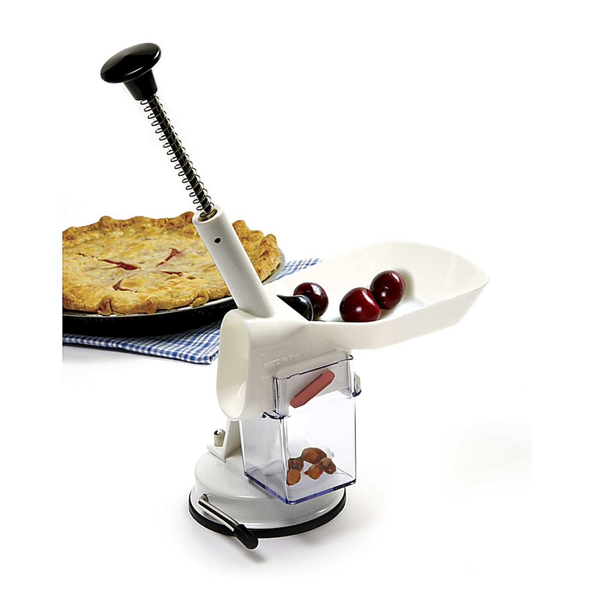 Norpro 5121 7-3/16 in. W x 12-3/16 in. L White ABS/Stainless Steel Deluxe Cherry Pitter