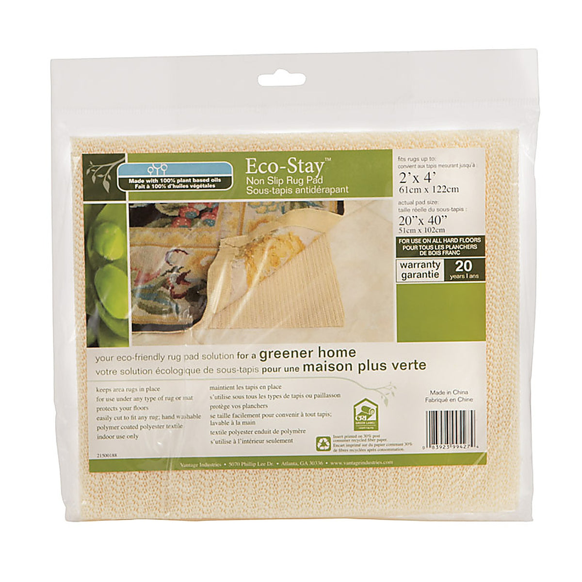 Con-Tact - VATG-V14735-10 - Eco Stay 2 Ft. W X 4 Ft. L Reversible Polyester Indoor Rug Pad