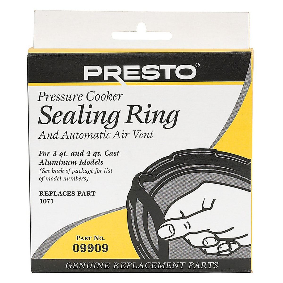 Presto 09909 Rubber Pressure Cooker Sealing Ring 3 & 4 qt, 1/pk
