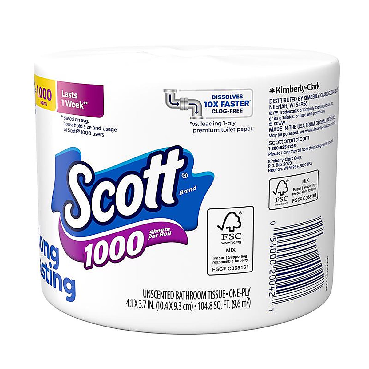 Scott 39327 Toilet Paper 1 Rolls 1000 sheet 104.8 ft.