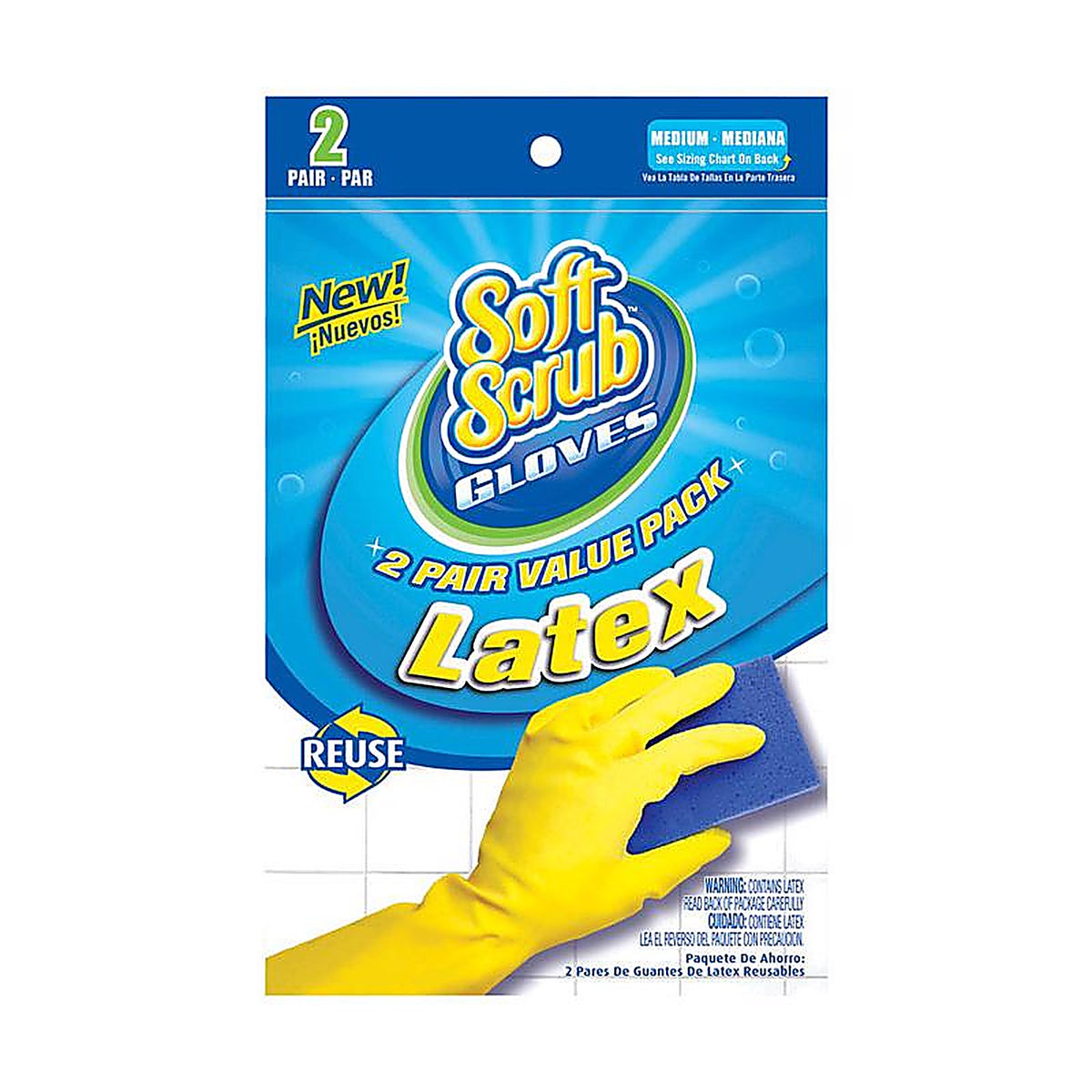 Soft Scrub 12322-26 Latex Cleaning Gloves M Yellow 2 pair