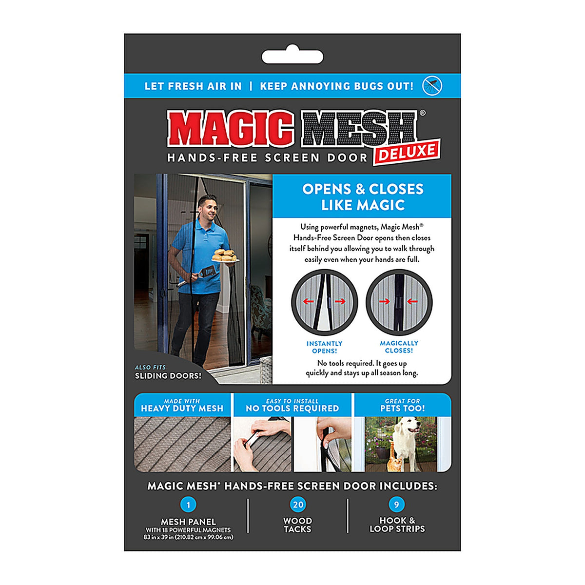 As Seen on TV - MM011124 - Magic Mesh 83 In. H X 39 In. W Black Mesh Hands-Free Magnetic Screen Door