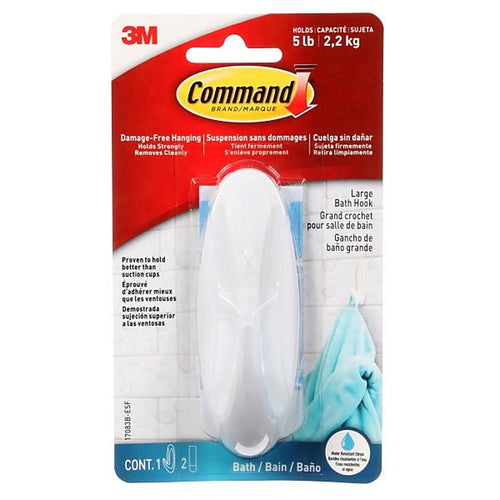 3M 17083B-ES 4-1/8 in. L White Bath Hook