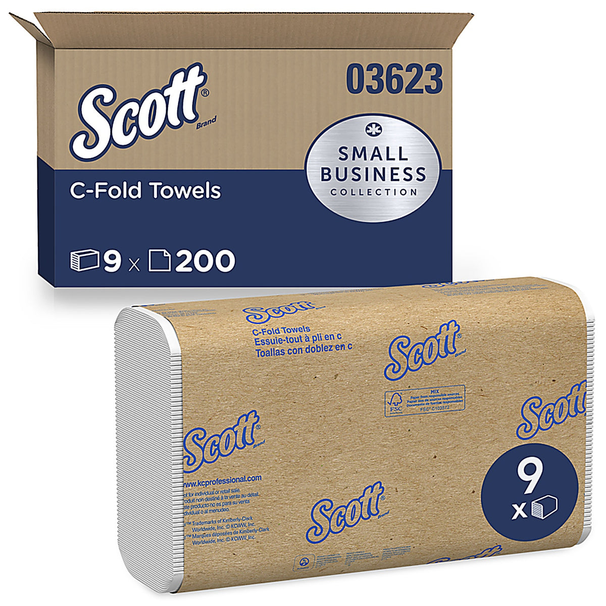 Scott 03623 C-Fold Towels 200 Sheet 1 ply 9/Case