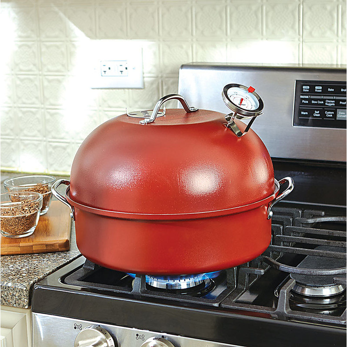 Nordic Ware - 36556 - Aluminized Steel Kettle Smoker 12.38 In. Red