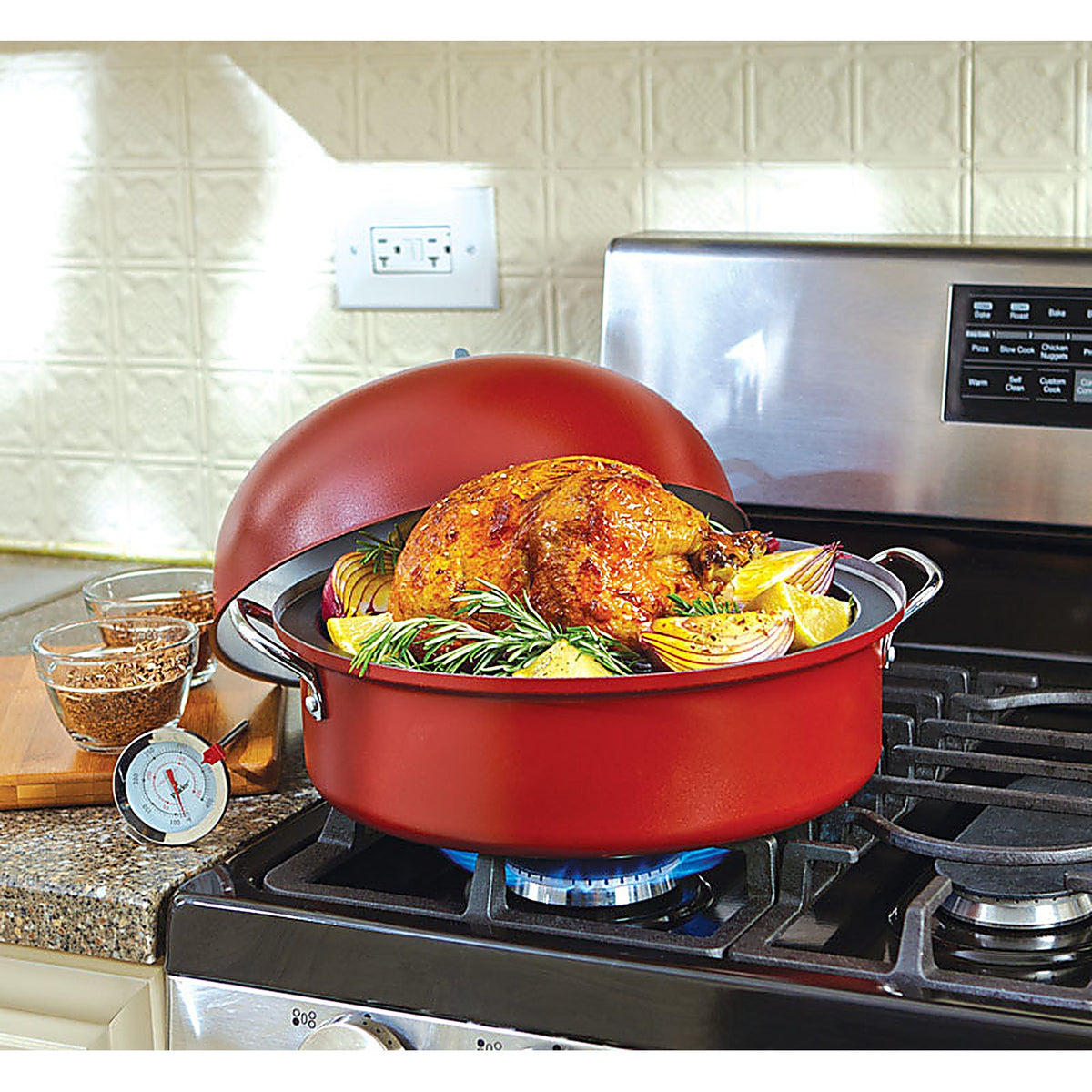 Nordic Ware - 36556 - Aluminized Steel Kettle Smoker 12.38 In. Red