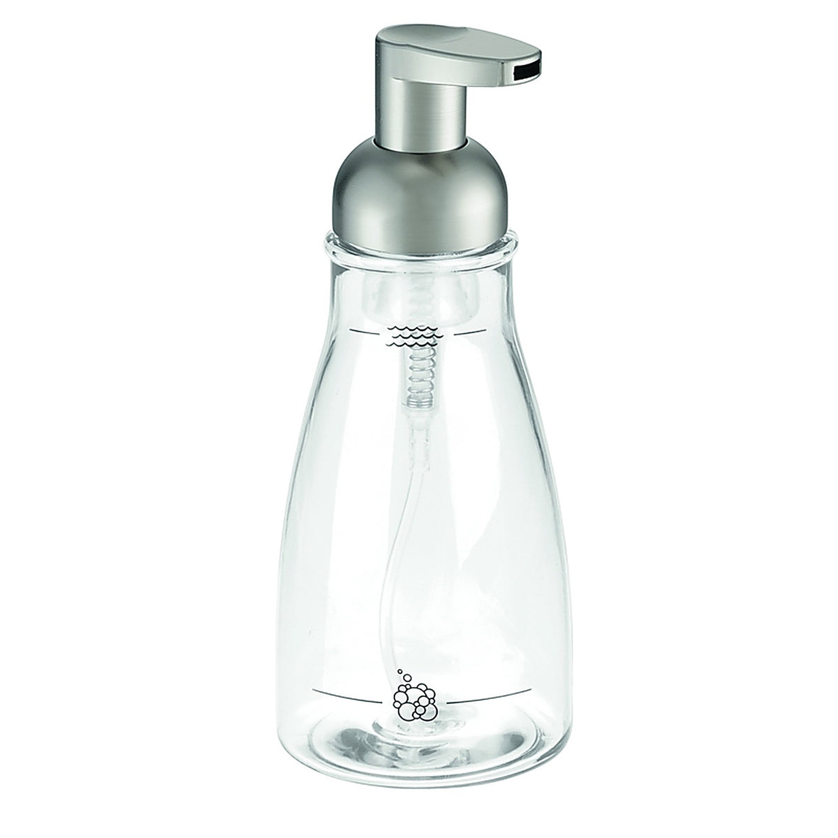 InterDesign 50100 Brushed Nickel Clear Plastic Soap Dispenser
