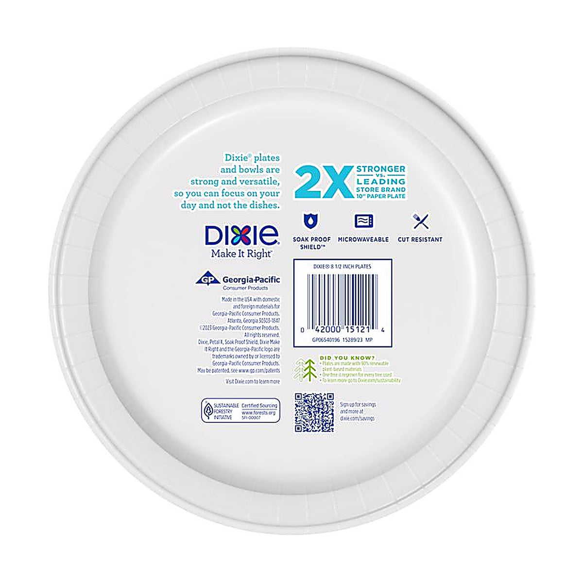 Dixie - 15289 - Multicolored Paper Flowers Bloom Dinner Plate 8-1/2 In. D 48 Pack