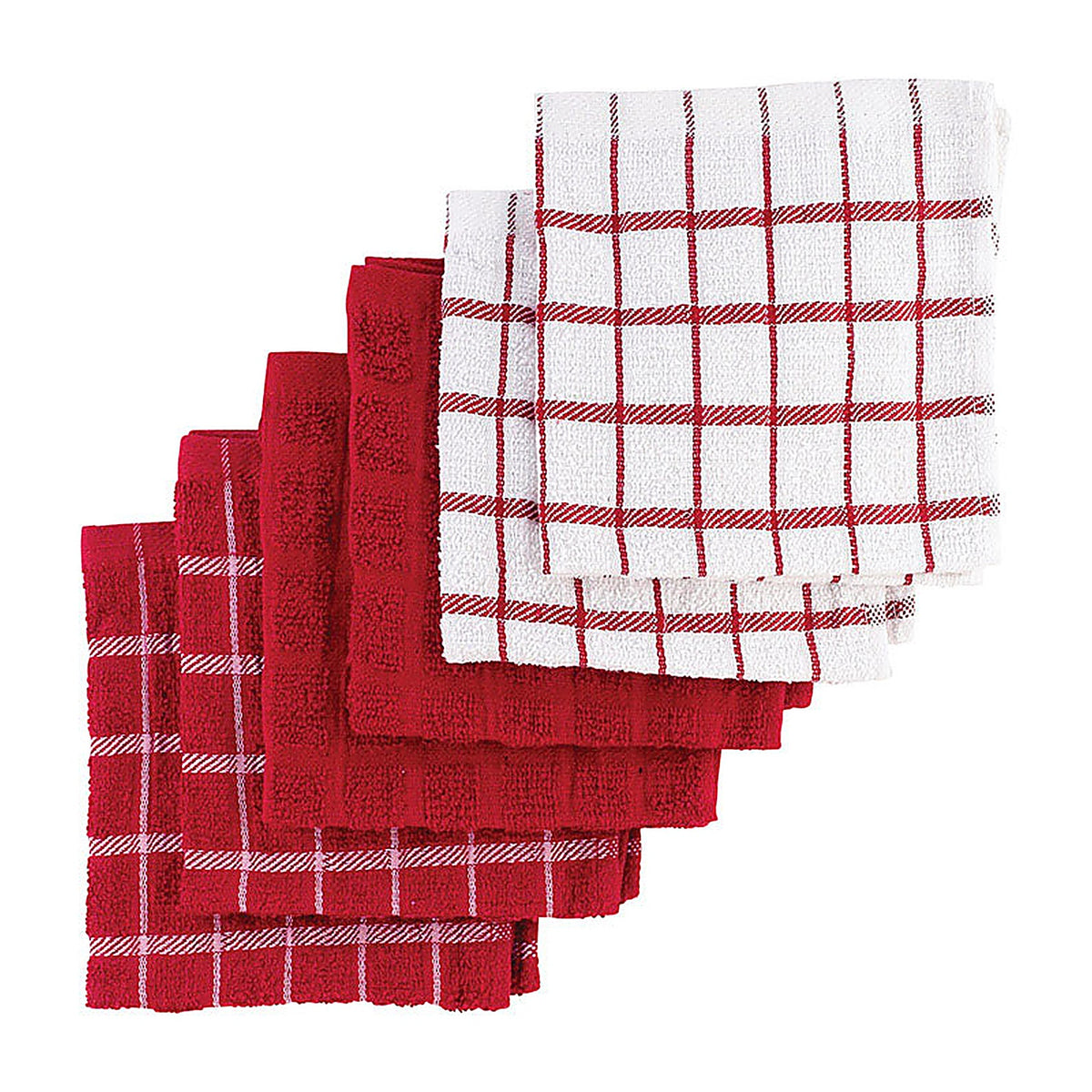 Ritz - 92483 - Paprika Cotton Check/Solid Dish Cloth 6 Pack