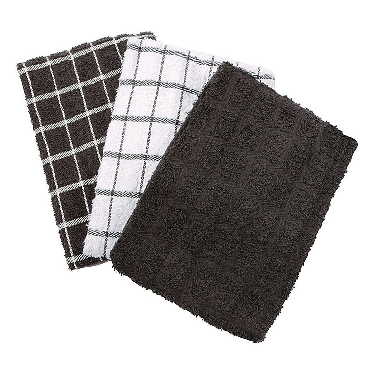 Ritz - 82414 - Black Cotton Check Kitchen Towel 3 Pack
