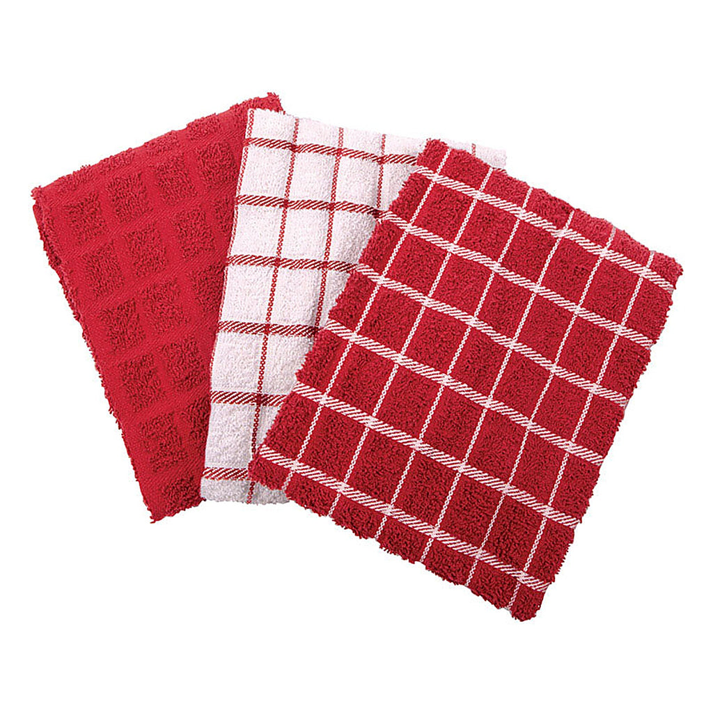 Ritz - 82483 - Paprika Cotton Check Kitchen Towel 3 Pack