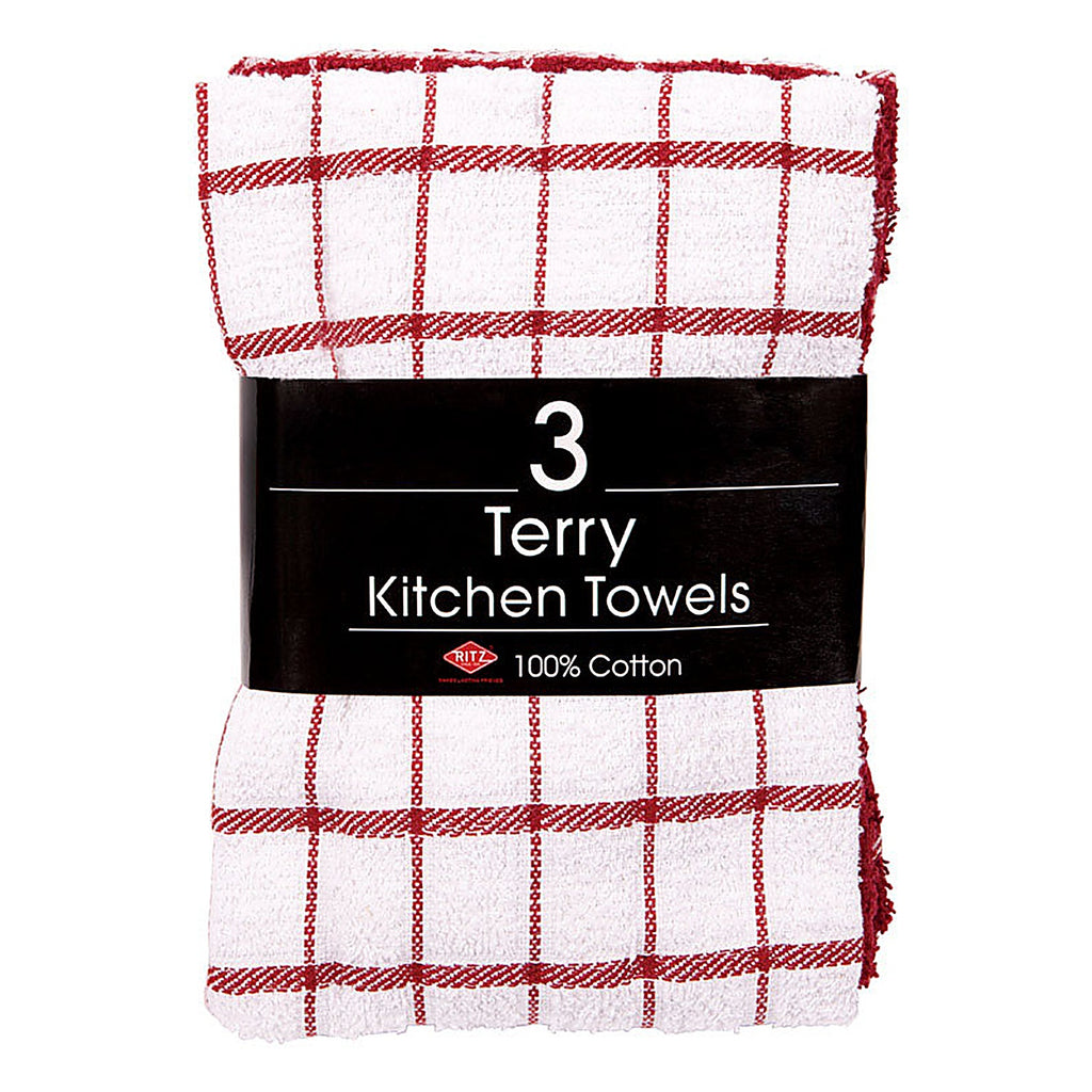 Ritz - 82483 - Paprika Cotton Check Kitchen Towel 3 Pack