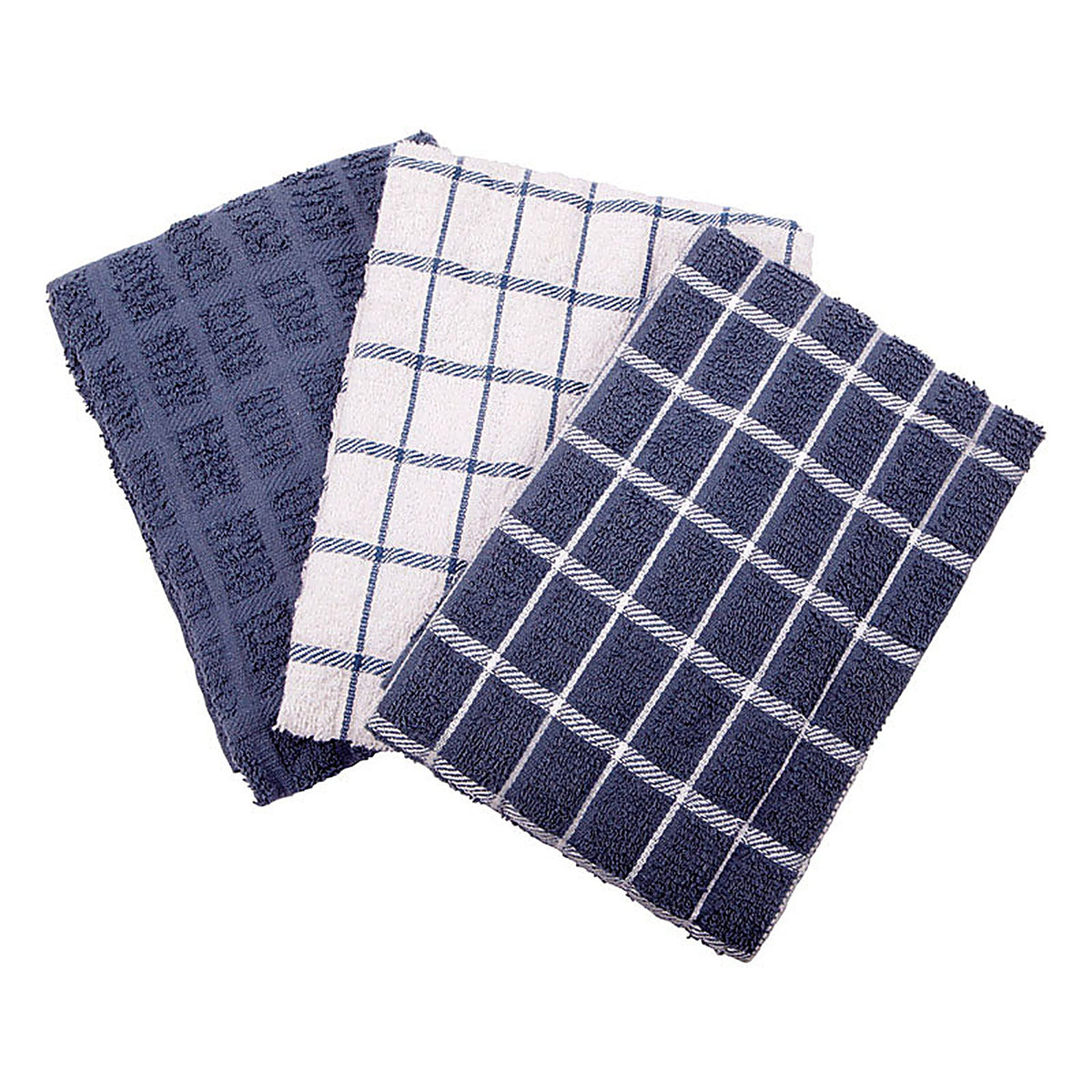 Ritz - 82424 - Federal Blue Cotton Check Kitchen Towel 3 Pack