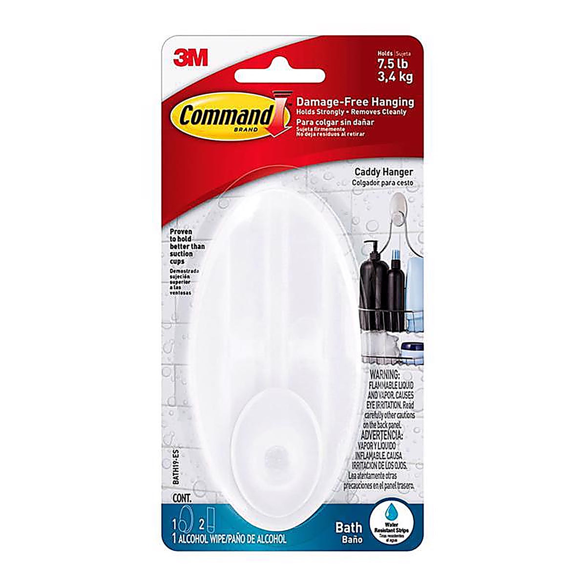 3M BATH19-ESF Command Frost White Plastic Caddy Hanger