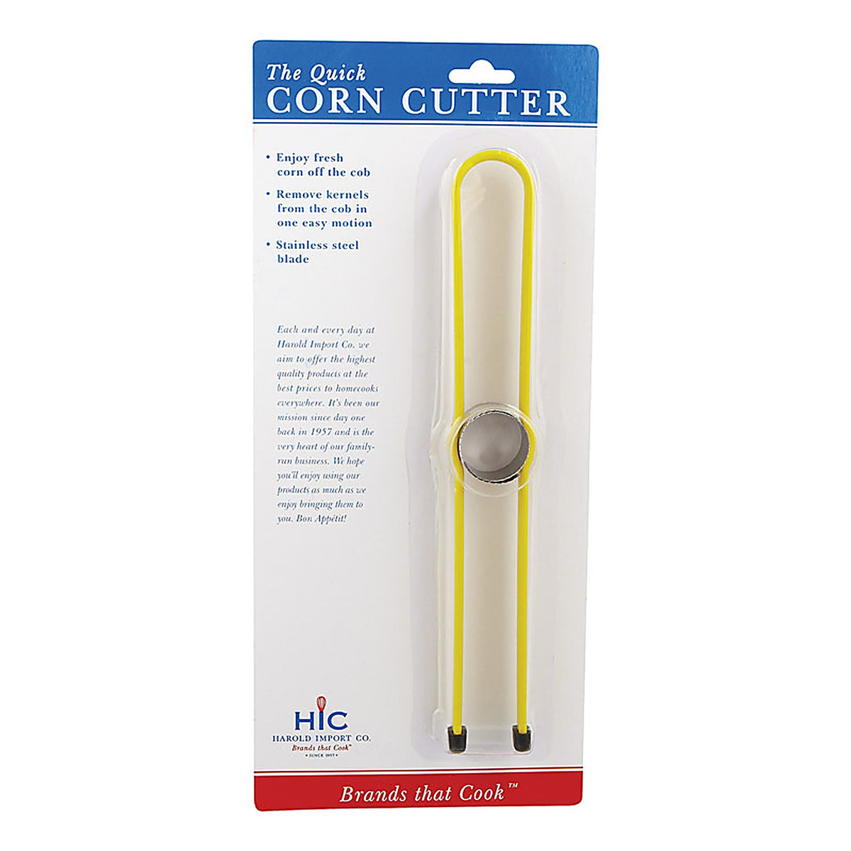 Harold Import 42241 Yellow Stainless Steel Corn Cutter