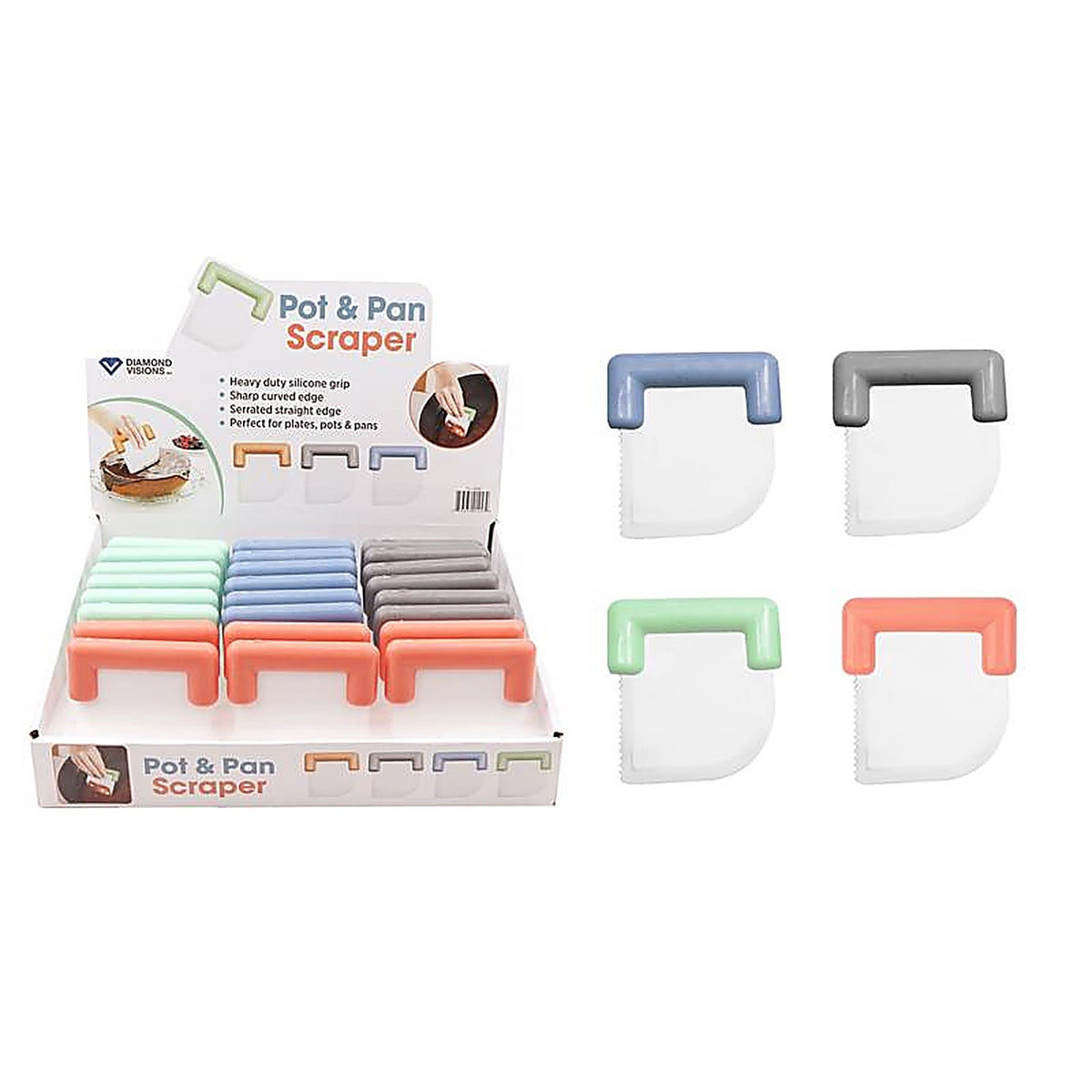 Diamond Visions 11-1453 4 in. W x 3 in. L Assorted Colors Plastic Pot Scraper