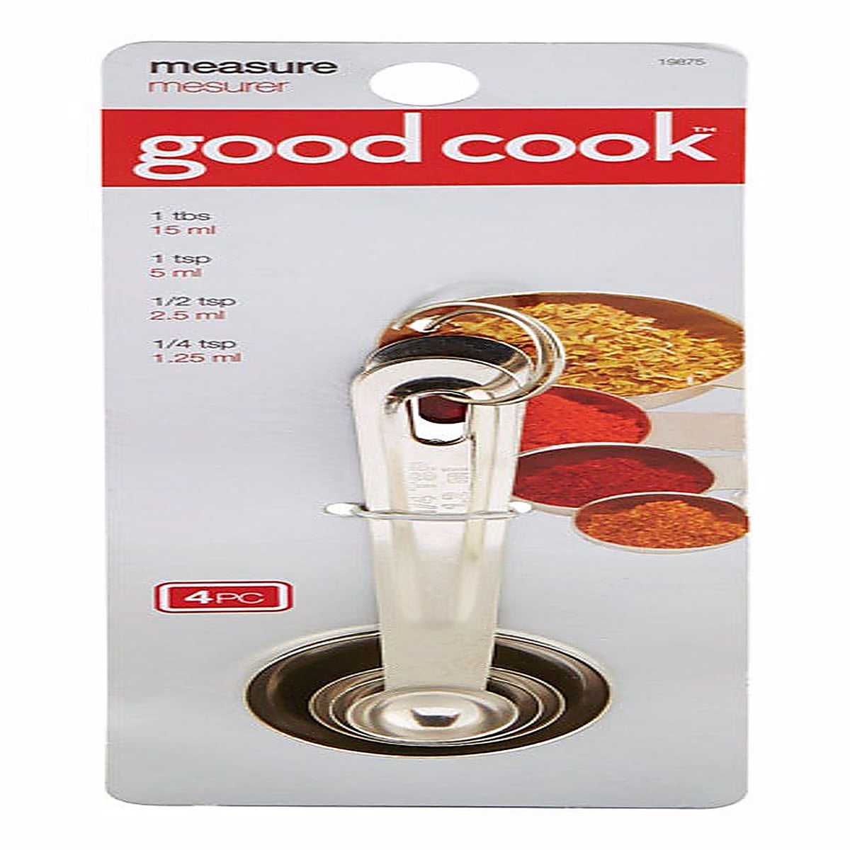 Good Cook 19875 Stainless Steel Silver Measuring Spoon Set