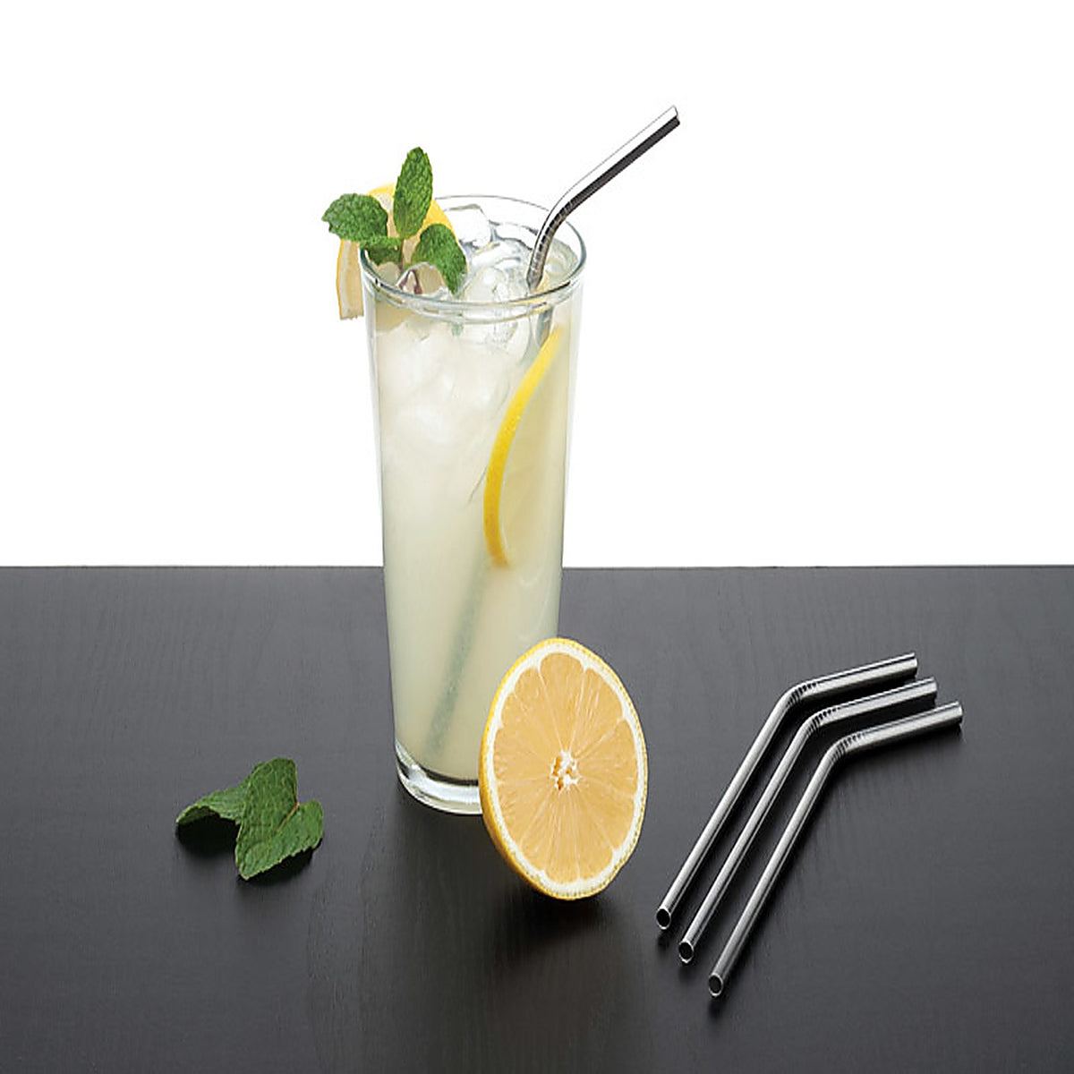 Harold Import 48 8 in. L Brown Stainless Steel Straws