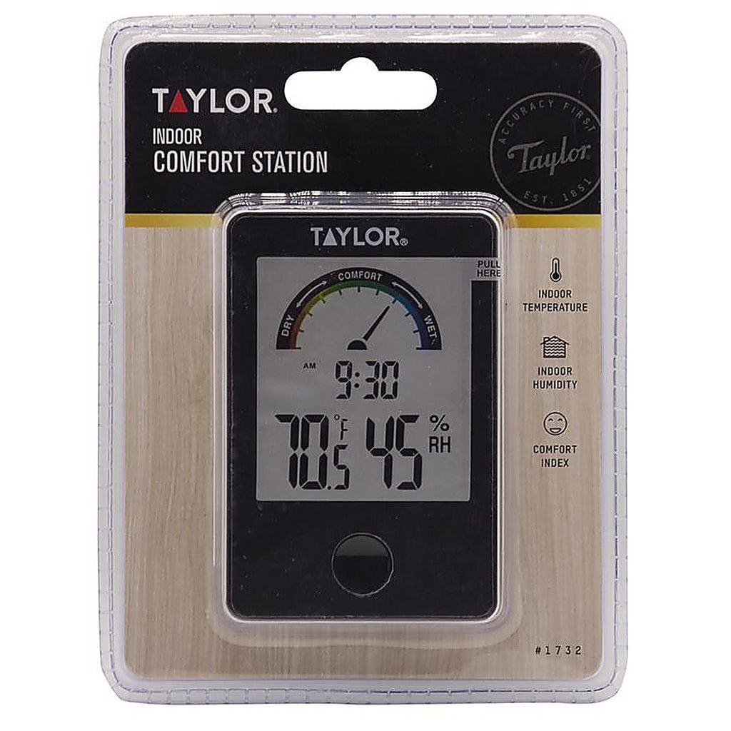 Taylor 1732 Comfort Level Hygrometer Digital Thermometer Plastic Black